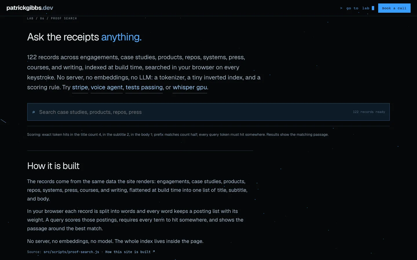 Preview of the Search my work experiment